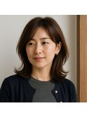 ミセス柔らか外ハネミディアムボブ 20代 30代 40代 50代 60代