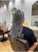 コーンロウブレイズシルバーエクステ10代20代レイヤーカット