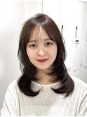 ハッシュレイヤー/ミルクティーベージュ/韓国巻き/顔周りカット