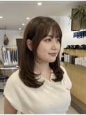 【富山】シースルーバングの清楚なミディアムスタイル