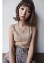 ヘアデザイン ソラ(Sola)&nbsp;ふんわり外ハネモードボブ×ぱっつん前髪×ブラウンカラー