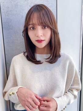 ノク(nok) ストレート セミディ_グレージュカラーココアベージュ