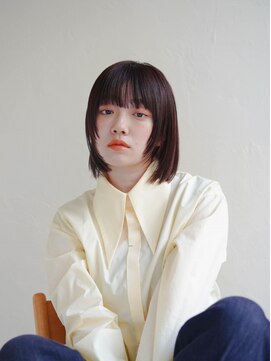 ムク 甲府(muku.) ミディアムヘア/斜めバング/グレージュカラー/甲府駅