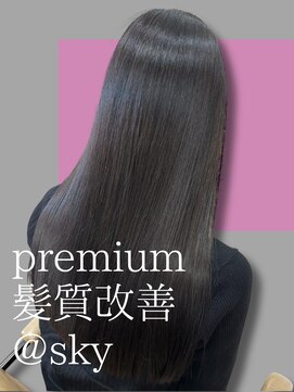 スカイ(SKY) 髪質改善縮毛矯正韓国風レイヤーカットダブルカラーベージュ