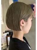 大人可愛い小顔ジャギーボブ似合わせオリーブベージュボブ