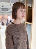 "久保田"くびれボブミルクティーベージュブリーチなしカラー