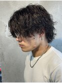 センターパートツイストスパイラルパーマメンズウルフ群馬高崎