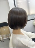 チェリーブラウン/丸顔/ミニウルフ/白髪ぼかし/髪質改善