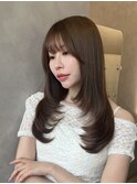 美髪レイヤーカット/顔まわりレイヤー/くびれミディアムレイヤー