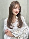 レイヤーカット　オリーブベージュ　くすみベージュ　グレージュ