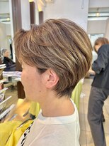 ヘアアーク(HAIR arc)&nbsp;ハイライトカラー#白髪ぼかし#ショートボブ#ブリーチ#くびれ