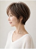 20代30代40代50代ナチュラル大人可愛いレイヤーショートボブ