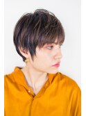 小顔ラウンドマッシュショート/ミルクチョコレート/斜めバング