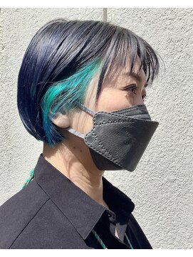 のあともあ ダブルカラー　インナーターコイズブルー