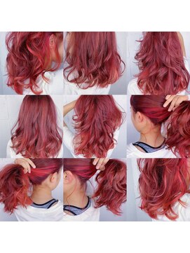 キジ(KIJI) ★ワインレッド×チェリーレッド×インナーカラー★