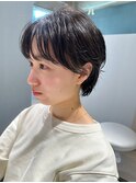 マッシュショート/丸みショート/耳掛けショート/黒髪ショート