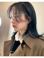 ユニック ウメダ(unique UMEDA)&nbsp;韓国風レイヤー＋ブルーブラック＋切りっぱなし＋外はね