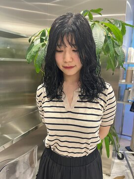 ゼスト 八王子店(ZEST) 青み艶カラーとふわふわ巻き髪風パーマ