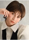 20代30代ミニボブココアブラウン小顔美肌ストレート丸み