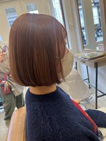 モアヘアーセカンド(MORE-HAIR Second)&nbsp;内巻きアゴラインボブ×ピンクオレンジカラー