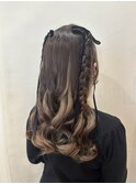 三つ編みハーフツイン