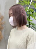 GEEKS渋谷】初ブリーチ/ピンクベージュ/小顔/切りっぱなしボブ