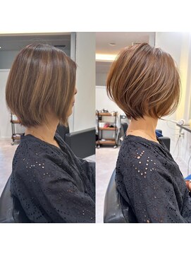 バンプ ギンザ(BUMP GINZA) 30代40代50代ショート白髪ぼかし白髪染め面長似合う髪型　松