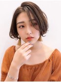 Say.ショートボブミニボブ丸みショートオリーブグレー暗めカラー