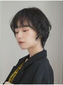 ショート・ボブ/絶壁解消/前髪あり/20代/30代/丸顔