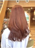 アプリコットオレンジブラウンレイヤーカット暖色カラーNA-108