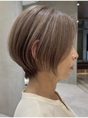 表参道白髪ぼかしマッシュショートヘアッシュベージュ40代50代