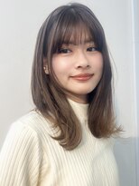 ユアーズヘア 神楽坂店(youres hair) サラ艶ミディアムレイヤーボブオリーブベージュダークアッシュ