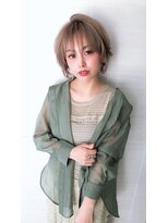 オーロ 緑地公園店(ORO)&nbsp;ハイトーン耳かけイメチェンショートボブを毛先パーマで