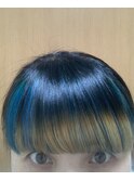 インナーカラー(前髪編)/ ターコイズブルー/大倉山/寒色系カラー