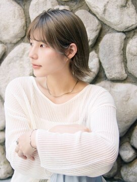 バブー バイ ビューティービースト アカデミー 福岡店(ba-boo) 透明感カラー 切りっぱなしショート