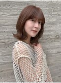 大人透明感ブラウンナチュラル外ハネボブミディアム【中居】