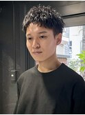 【スパイキーショートバング】刈り上げ/短髪/ピンパーマ/メンズ