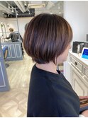 丸みショートボブ冬カラーブラウン　赤羽のカットが上手い美容室