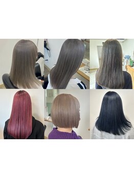 "透明感カラー"や"ハイトーン"、"ブリーチを使ったデザイン"も柔らかな質感で理想の髪色に☆