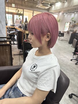 シールドヘアー 沖縄 新都心(C'LD Hair) 那覇美容室/おもろまち美容室/ピンク/ブリーチ/小顔/ミニボブ