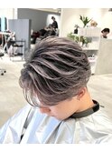 スパイキーショートブルーブラックサーフカールフェード