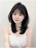 20代30代大人可愛いミディアムレイヤー顔周り原宿