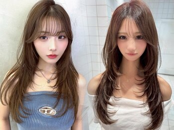 ロンドルーチェ 心斎橋(Lond luce)の写真/小顔にみせる顔周りレイヤーカットがお手頃プライスで実現！トレンドスタイルで毎日可愛い自分へ【心斎橋】