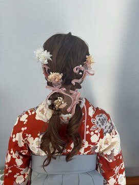 マップデザイン(map design) 成人式 ヘアセット 和装ヘア 編み下ろし 20代 三つ編み