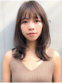 小顔カットボブルフ大人かわいいピンクベージュ薄めバングくびれ