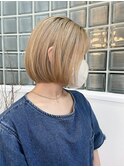 ハイトーンカジュアル丸みボブ_ラインカット