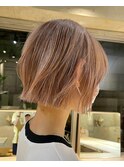 ボブミニボブ外ハネくびれブリーチミルクティーベージュ20代30代