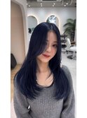【艶ブルーブラック】Y2Kワンホンレイヤースタイル