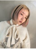 ＜abema＞デザインカラー  ペールピンク  ミックスカラー  ボブ