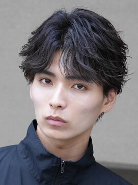 テン 心斎橋(tenn.) 心斎橋シャドウパーマメンズマッシュウルフカット波巻きパーマ